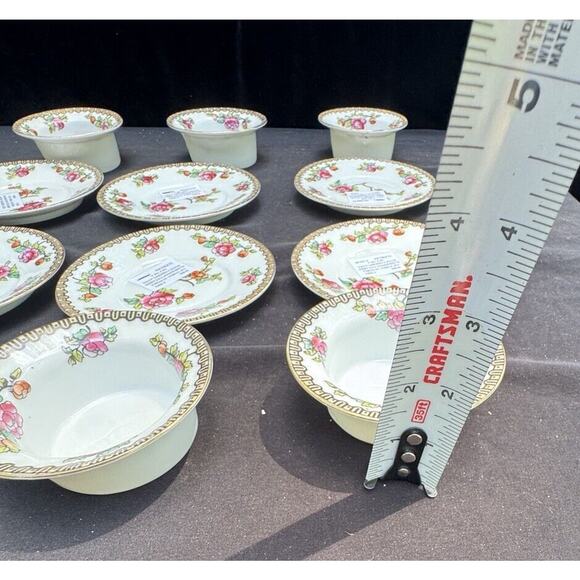 6 Antique Victoria Austria Porcelain Ramekins W/ Under-plates Floral Rare! -A60 - Picture 9 of 13